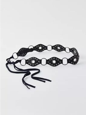 Urban Outfitters studded Black Eyelet Lace-Up Belt Sheep Leather sz M/L Western